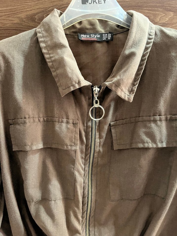 Kadın haki Fermuarlı Ceket - Görsel 2