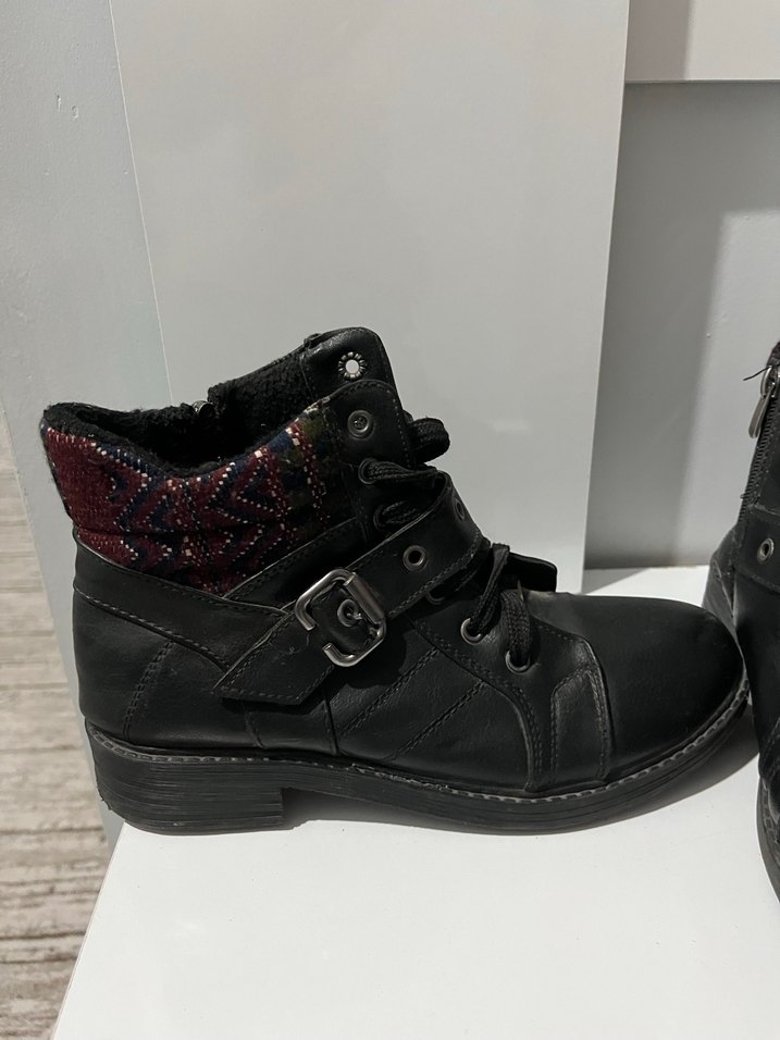 Kadın siyah deri bot - Görsel 5