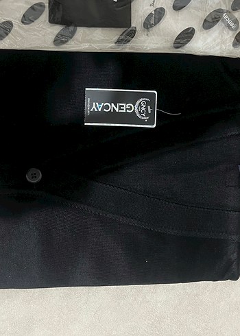 Erkek siyah ince yün triko hırka etiketli - Görsel 2