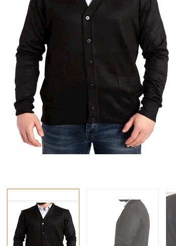 Erkek siyah ince yün triko hırka etiketli - Görsel 5