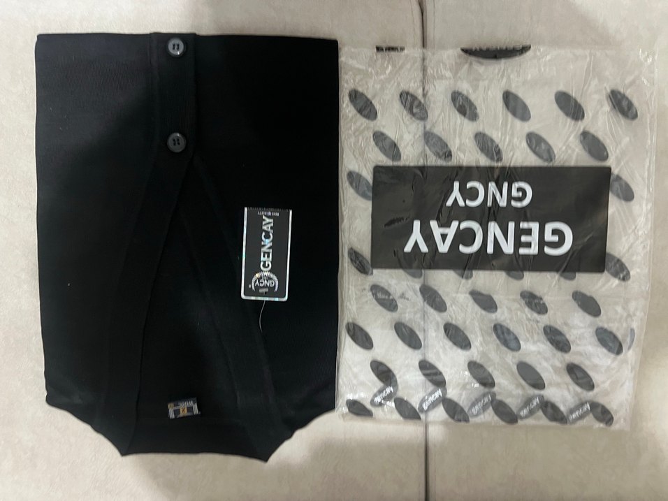 Erkek siyah ince yün triko hırka etiketli - Görsel 4