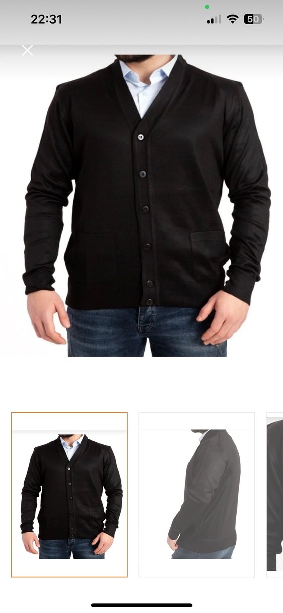 Erkek siyah ince yün triko hırka etiketli - Görsel 5