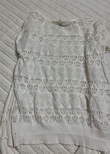 Dantel Detaylı Beyaz İnce Triko Kadın Kazak - Görsel 7
