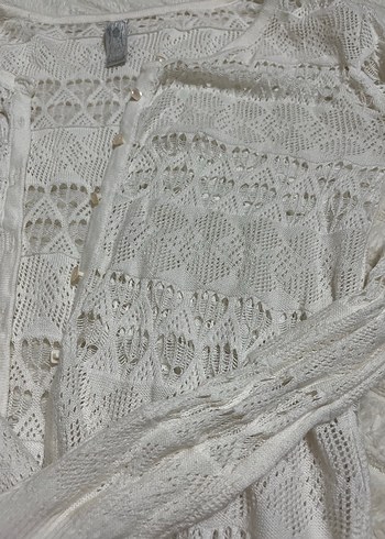 Dantel Detaylı Beyaz İnce Triko Kadın Kazak - Görsel 6