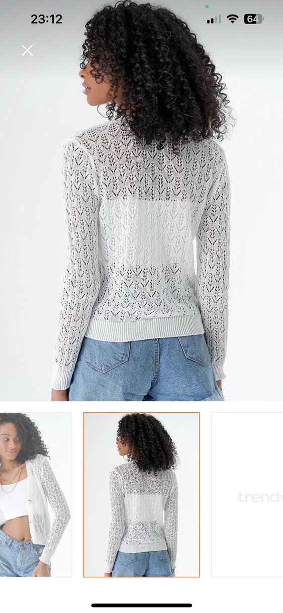 Dantel Detaylı Beyaz İnce Triko Kadın Kazak - Görsel 2