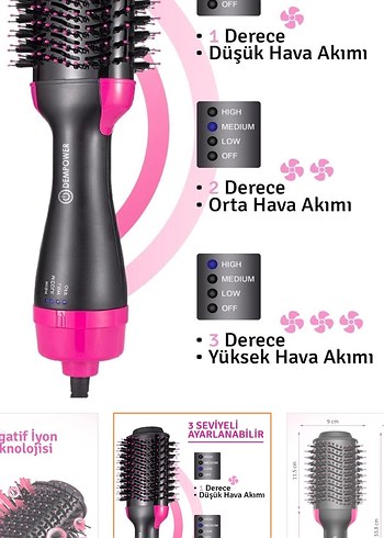 Renkli Pembe 3'ü 1 Arada Saç Şekillendirici - Görsel 2