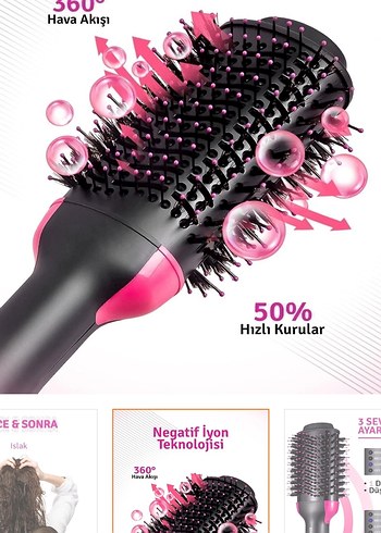 Renkli Pembe 3'ü 1 Arada Saç Şekillendirici - Görsel 7