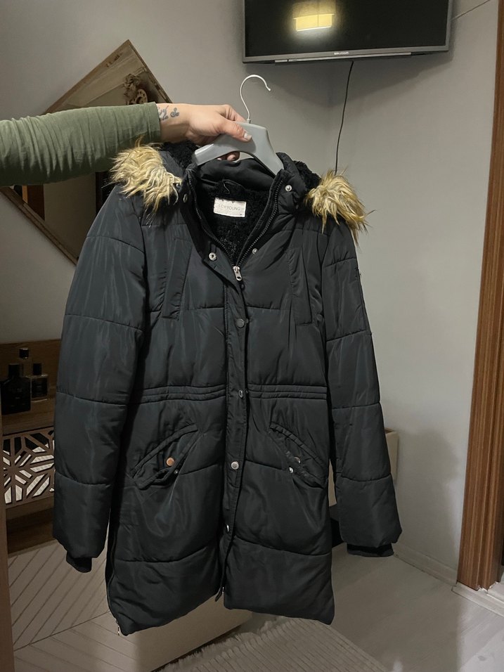 Siyah uzun kadın mont LCW - Görsel 2