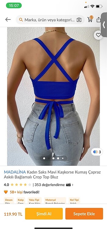 Diğer Mavi kaşkorse kumaş çapraz. Askılı bağlamalı crop top bluz