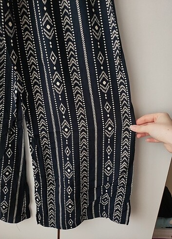 36 Beden lacivert Renk Kadın Lacivert Desenli Yazlık Pantolon