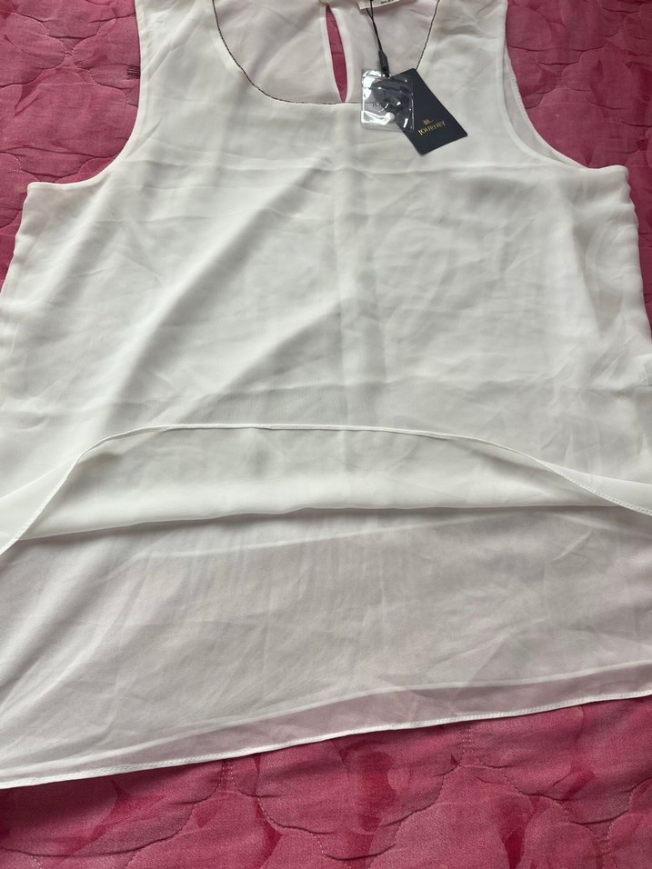 Beyaz Kolsuz Mini Kadın Bluz - Görsel 3