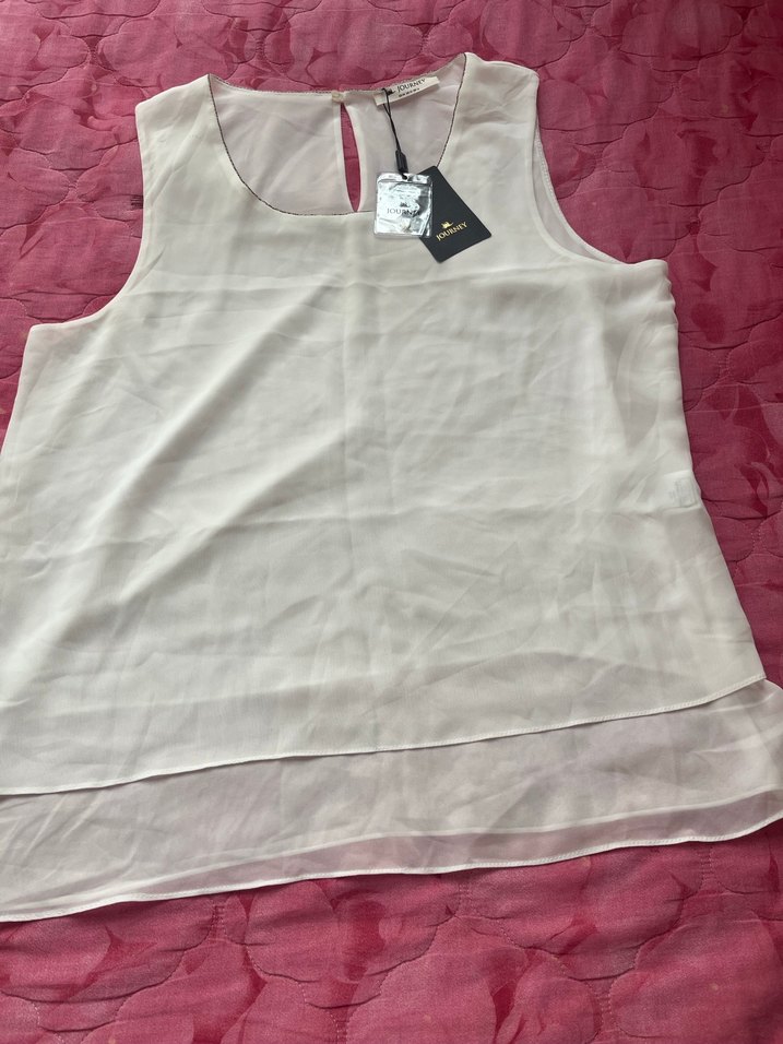 Beyaz Kolsuz Mini Kadın Bluz - Görsel 2