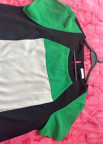 Yeşil Siyah Kısa Kollu Bluz - Görsel 2