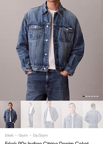 Calvin Klein 90 Lar Esintili Erkek Mavi Denim Ceket