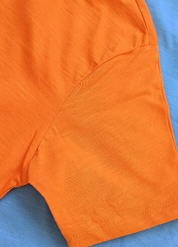 m Beden turuncu Renk Yuvarlak yaka liklari t-shirt 