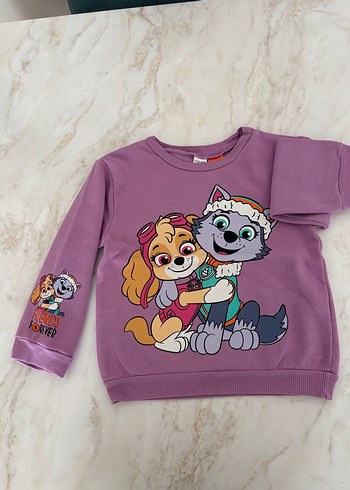 Kız Çocuk Mor Baskılı Sweatshirt