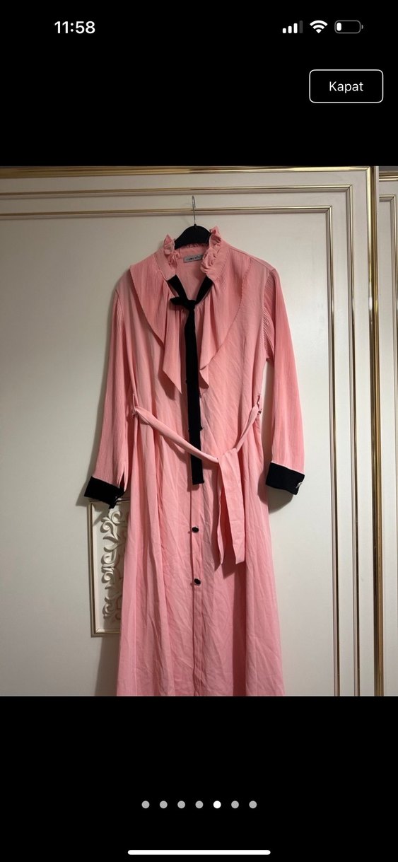 Pembe Uzun Kadın Sabahlık - Görsel 5