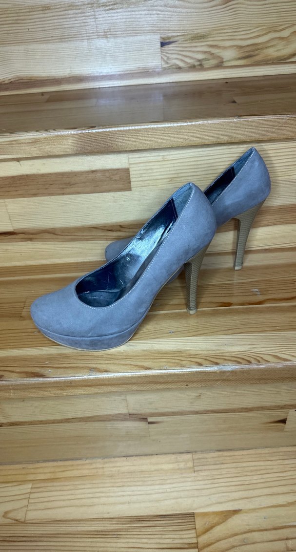 Gri Süet Platform Topuklu Kadın Stiletto - Görsel 3