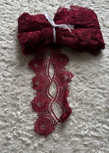 Bordo Dantel Bohem Saç Aksesuarı - Görsel 3