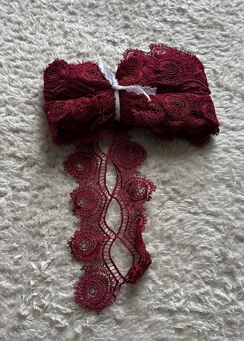 Bordo Dantel Bohem Saç Aksesuarı - Görsel 2