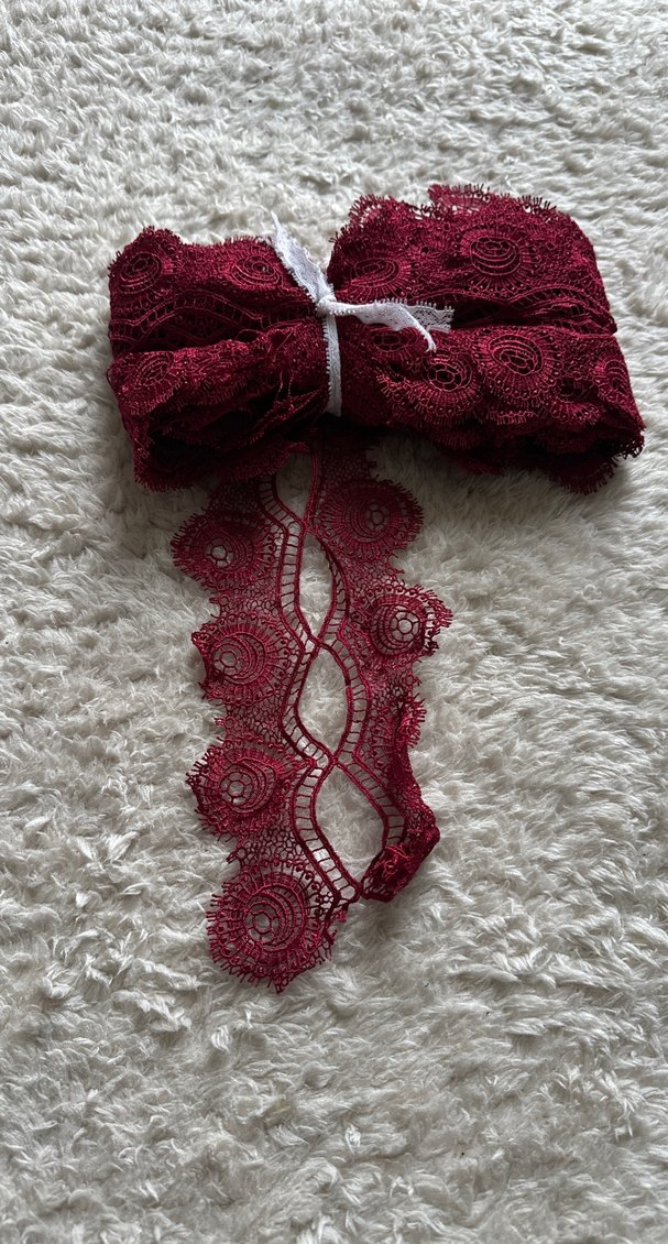 Bordo Dantel Bohem Saç Aksesuarı - Görsel 3