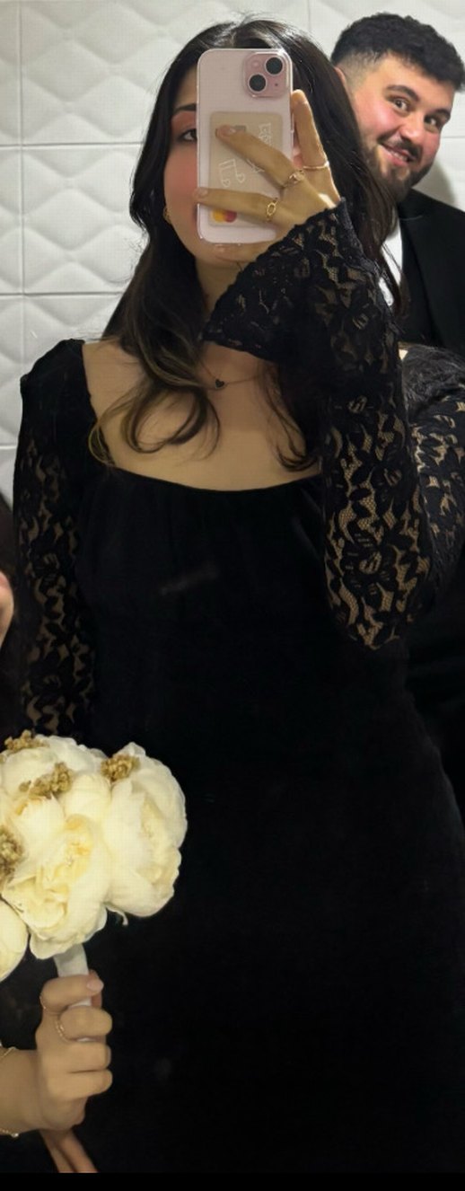 Dantel Detaylı Siyah Elbise - Görsel 3