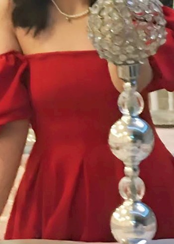 Kadın Kırmızı Uzun Elbise - Görsel 2