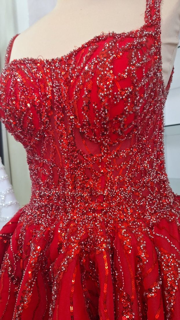 Kırmızı Boncuk İşlemeli Nişanlık - Görsel 3