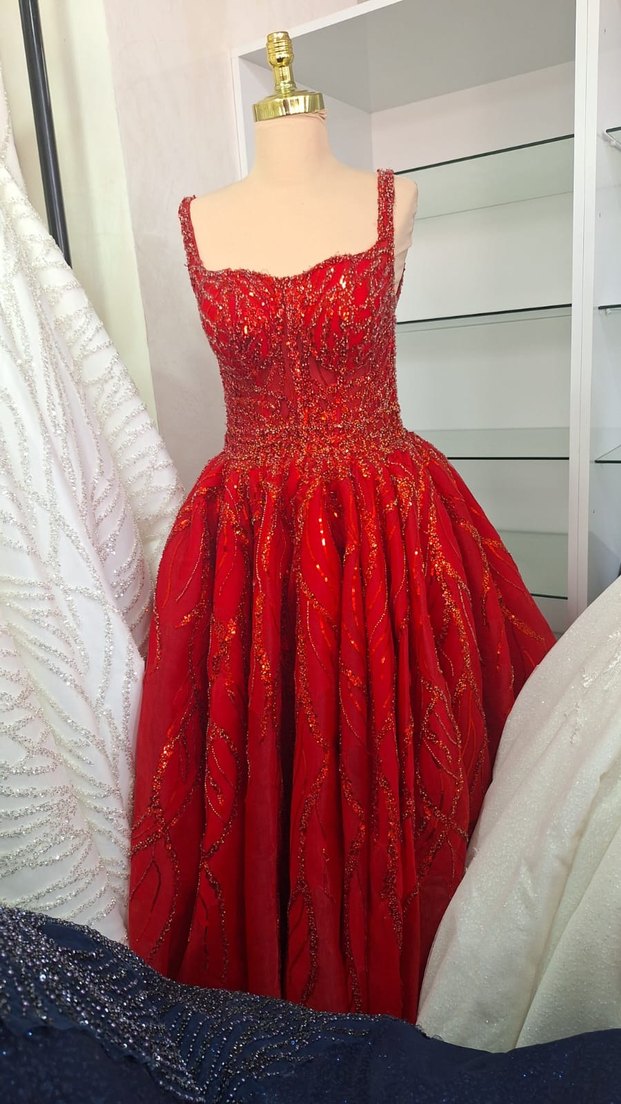 Kırmızı Boncuk İşlemeli Nişanlık - Görsel 2