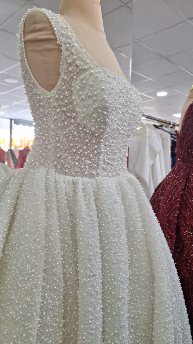 İnci Detaylı Straplez A Kesim Gelinlik - Görsel 2