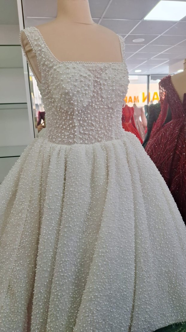 İnci Detaylı Straplez A Kesim Gelinlik - Görsel 3