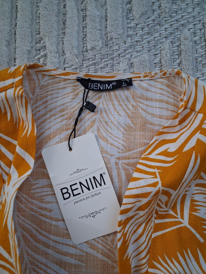 Uzun Kollu, V Yakalı Sarı kımono - Görsel 4