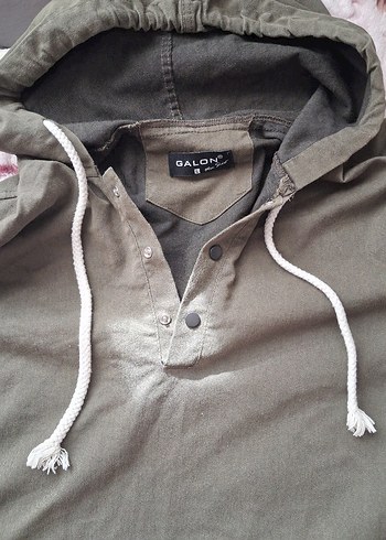 yesıl Kapüşonlu Düğmeli erkek sweat - Görsel 2