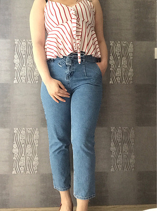 Kuşaklı Mom Jean