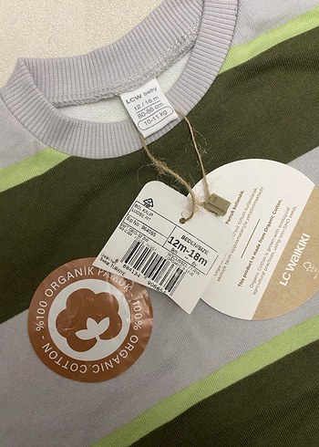 LCW BABY Gri ve Yeşil Çizgili Erkek Çocuk Sweatshirt - Görsel 3