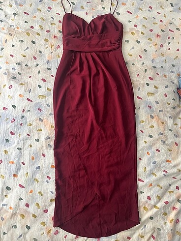 Bordo abiye elbise