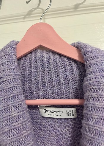 Lila Örgü Boğazlı Salaş Kazak Stradivarius - Görsel 3