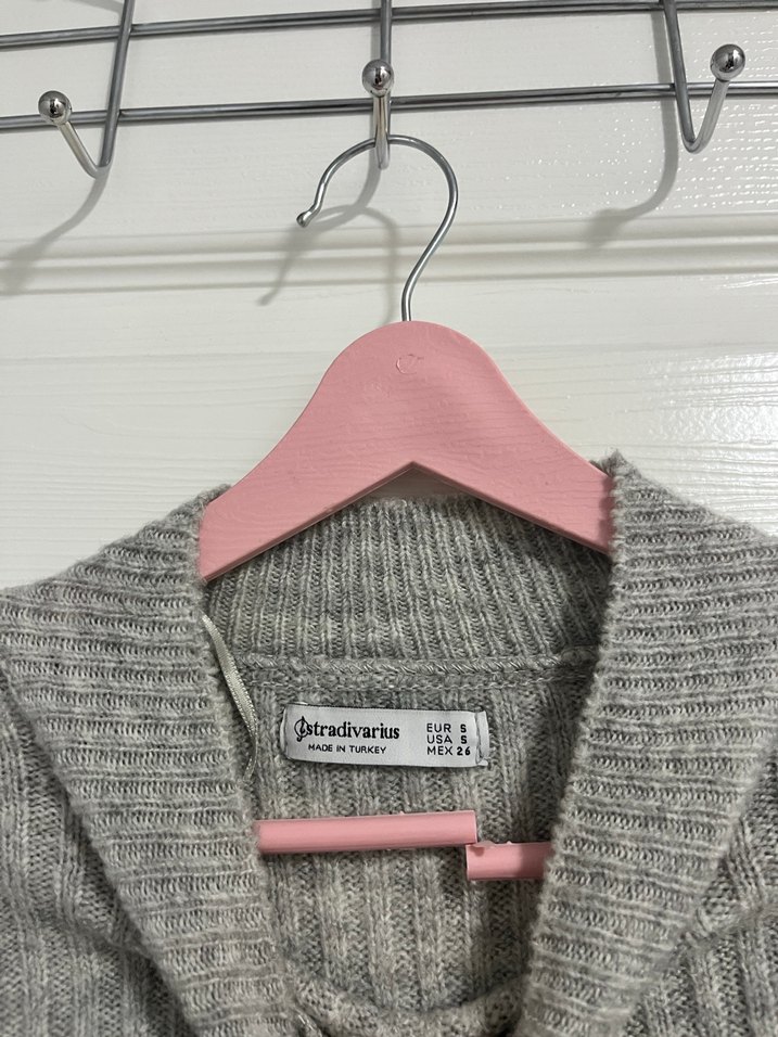 Gri Örgü Kadın Kazak Yüksek Yaka Stradivarius - Görsel 3