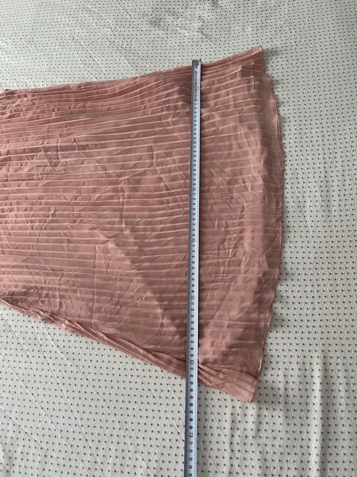 Pembe Kolsuz Piliseli Midi Elbise - Görsel 5