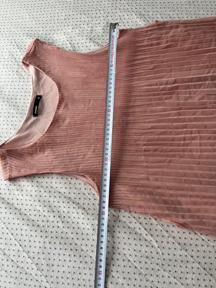 Pembe Kolsuz Piliseli Midi Elbise - Görsel 4