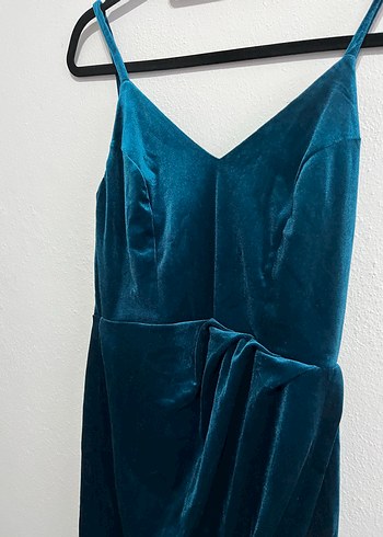 Mavi Drapeli Uzun Abiye Elbise - Görsel 5