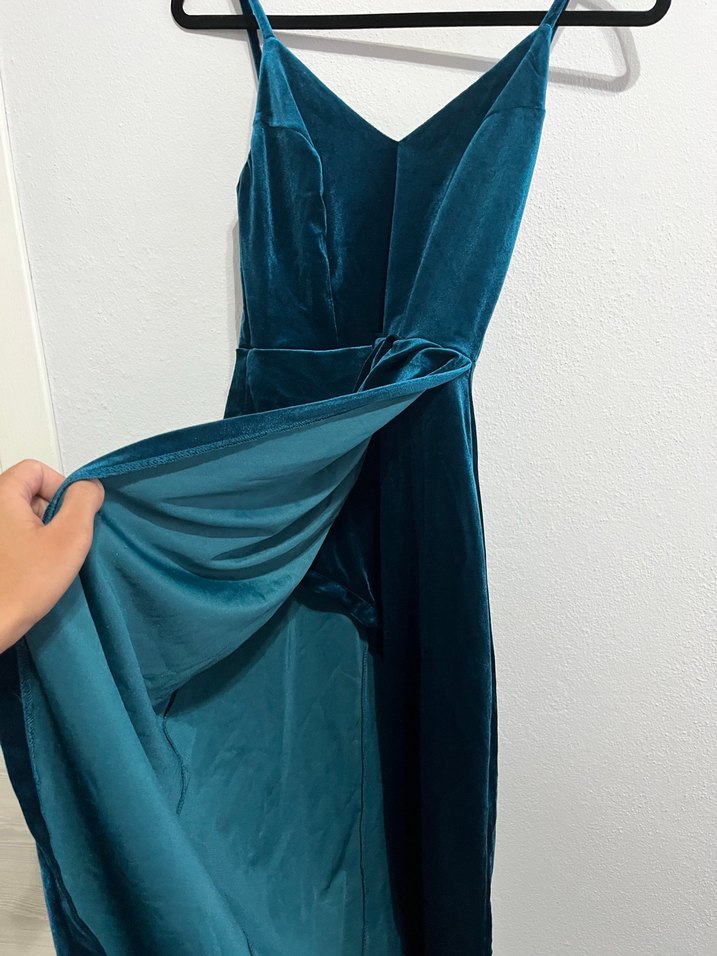 Mavi Drapeli Uzun Abiye Elbise - Görsel 2