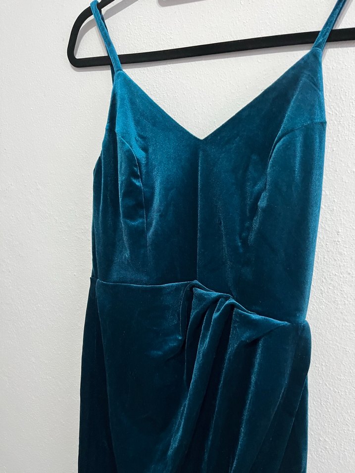 Mavi Drapeli Uzun Abiye Elbise - Görsel 5