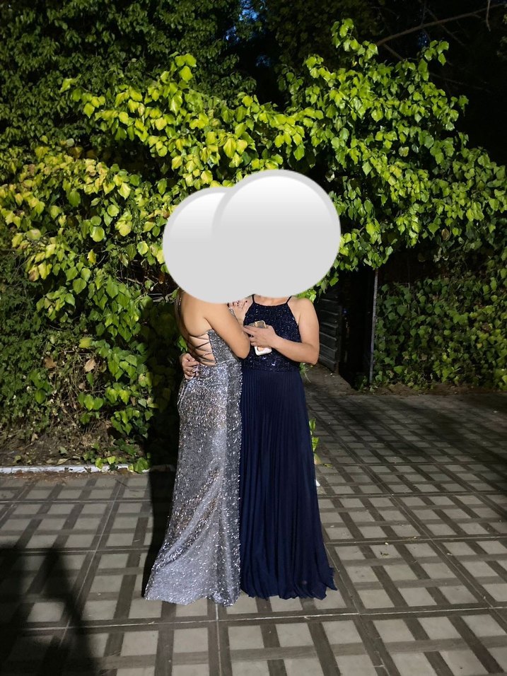 Arkası çapraz gri taşlı elbise - Görsel 5