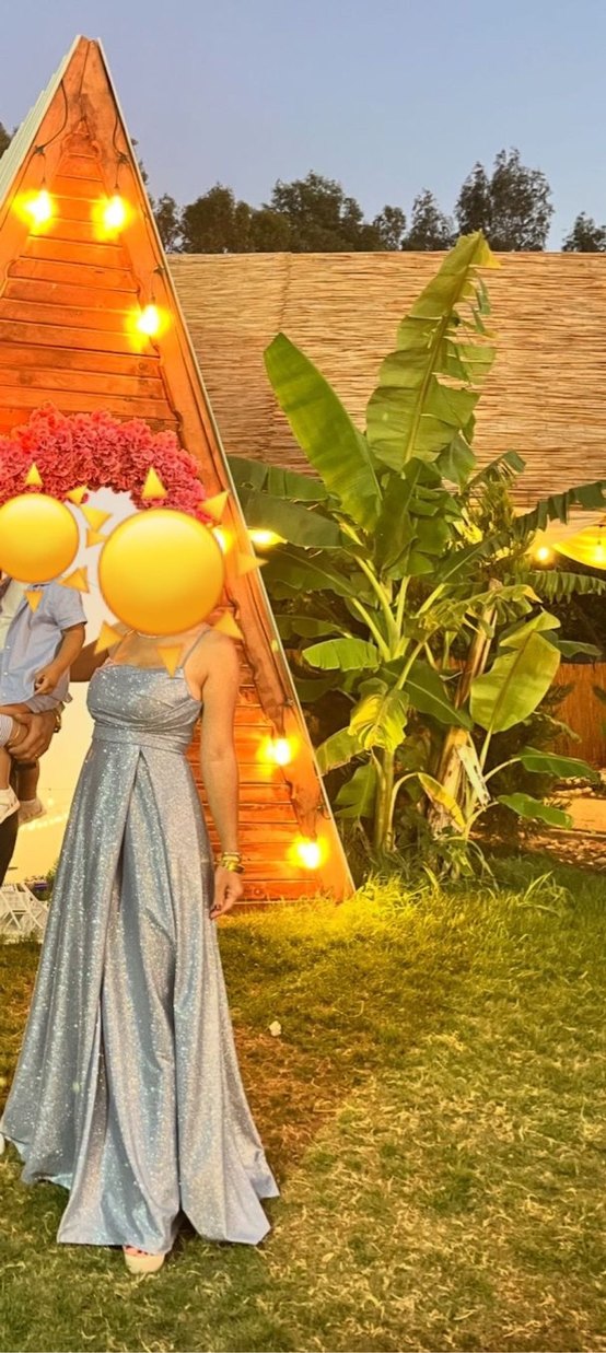 Straplez Bebek Mavisi Renk Uzun Drapeli Kadın Abiye - Görsel 2