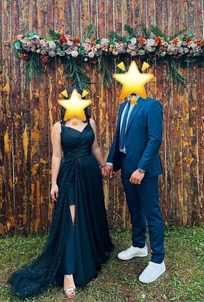 Siyah Drapeli Askılı Uzun Elbise - Görsel 3