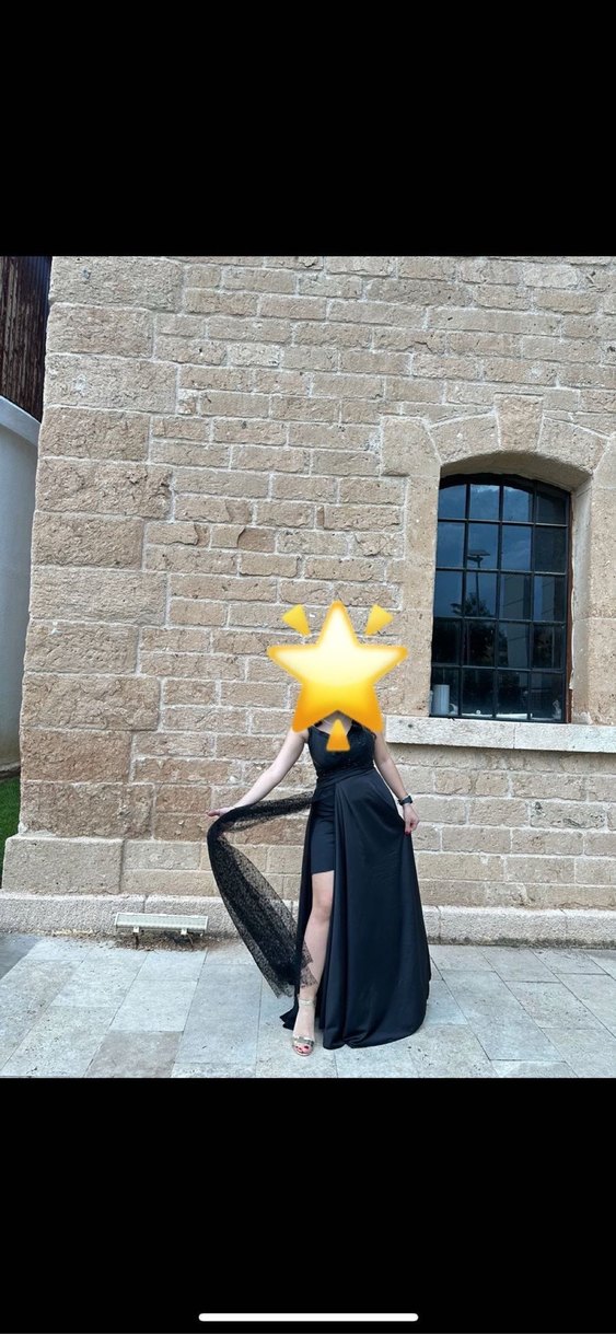 Siyah Drapeli Askılı Uzun Elbise - Görsel 5