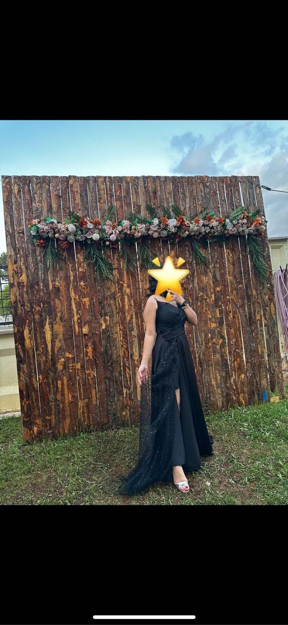 Siyah Drapeli Askılı Uzun Elbise - Görsel 2