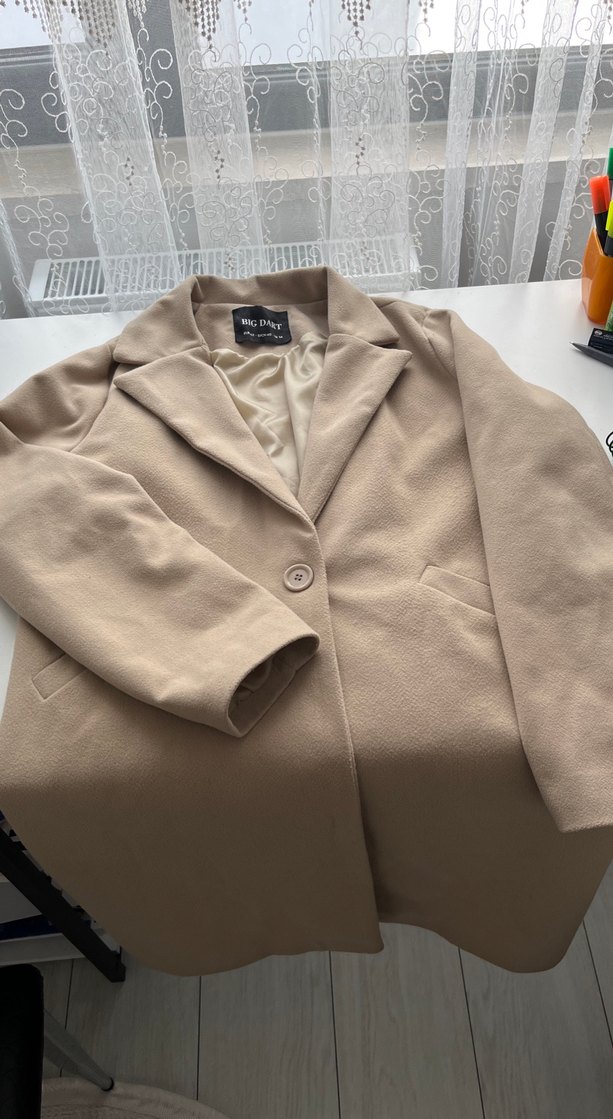 Bej Düğmeli Kadın Süet Midi Kaban - Görsel 3