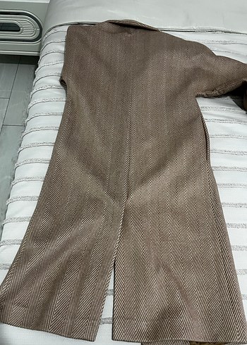 Bej Uzun Kadın Keten Kaban - Görsel 3